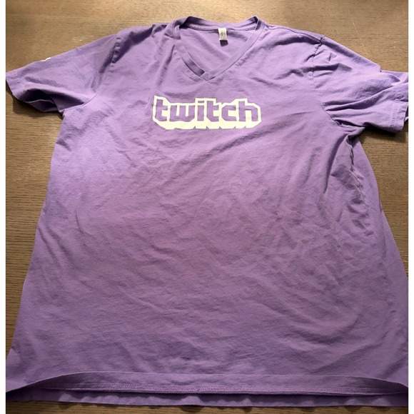 Bella+Canvas Other - Twitch Logo V-Neck T-Shirt Bella Canvas Purple Mens XL Gaming Streaming Tee